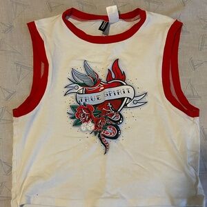 Red and white Graphic tank top